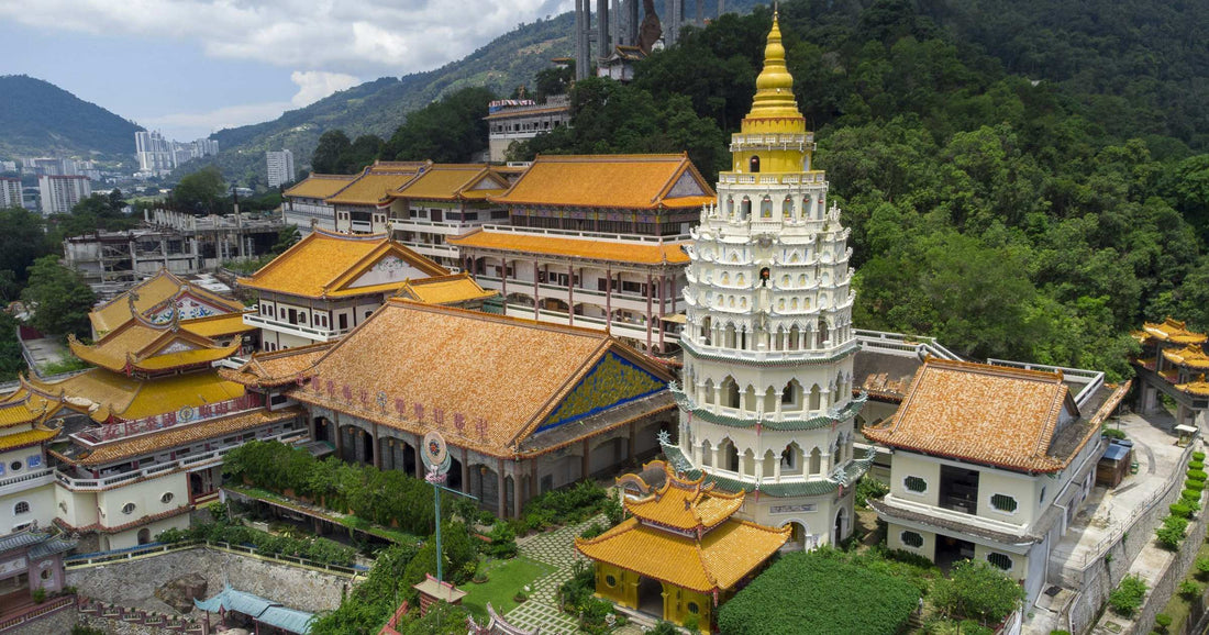 Aerial view of Kek Lok Si Buddhist temple in Penang, Malaysia