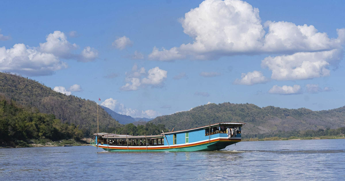 Traditional longboat on the Mekong River in Laos