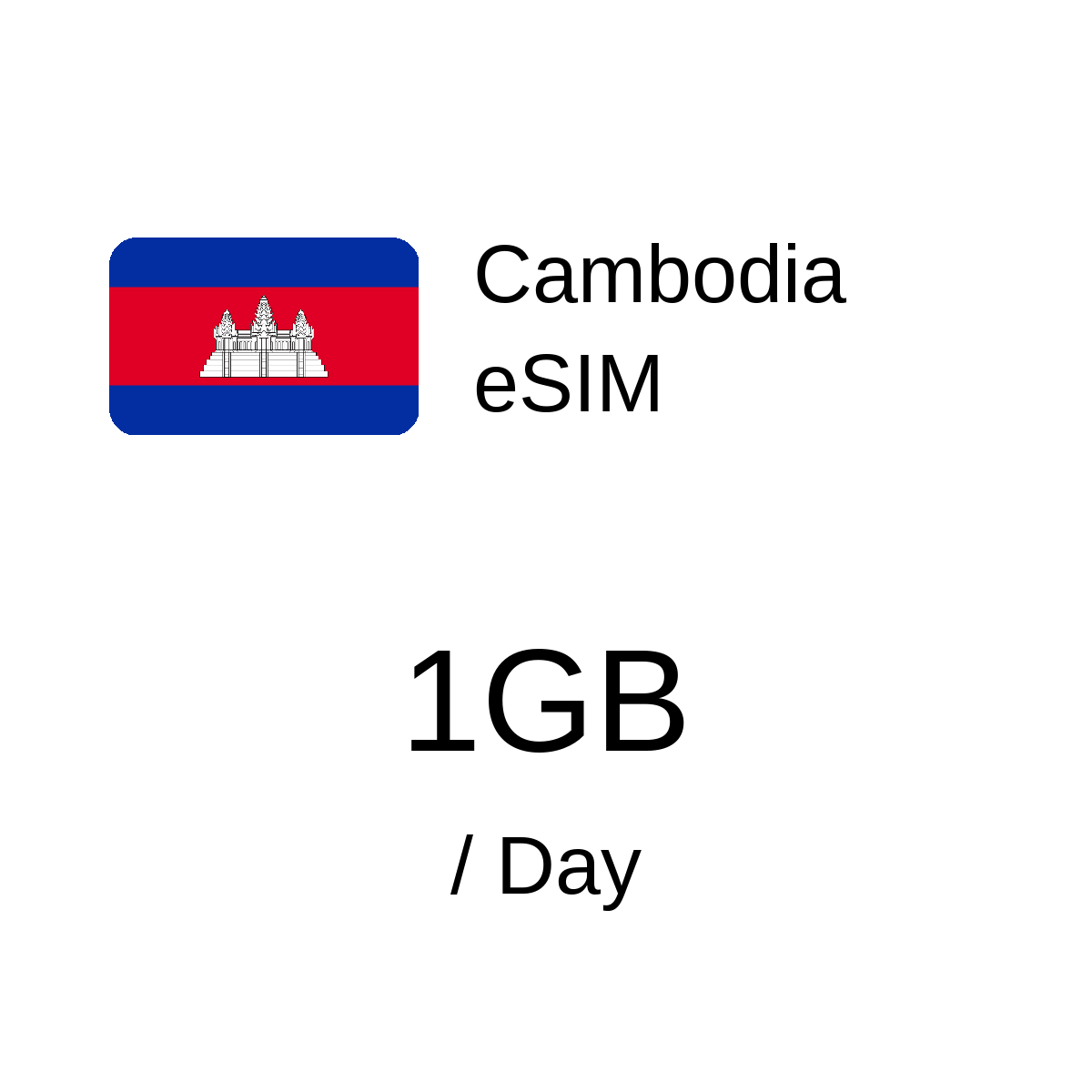 Cambodia eSIM - 1GB / Day