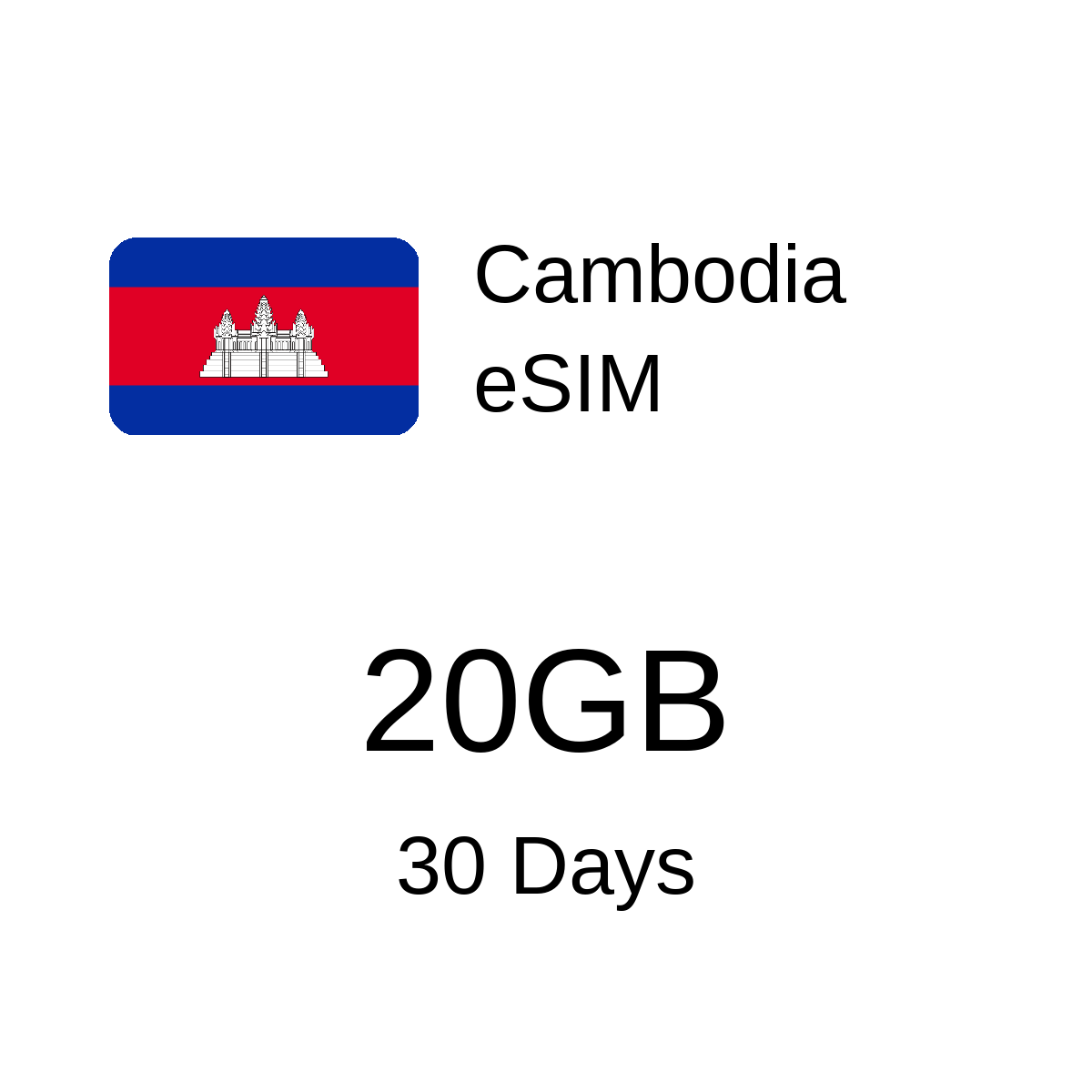 Cambodia eSIM - 20GB / 30 Days
