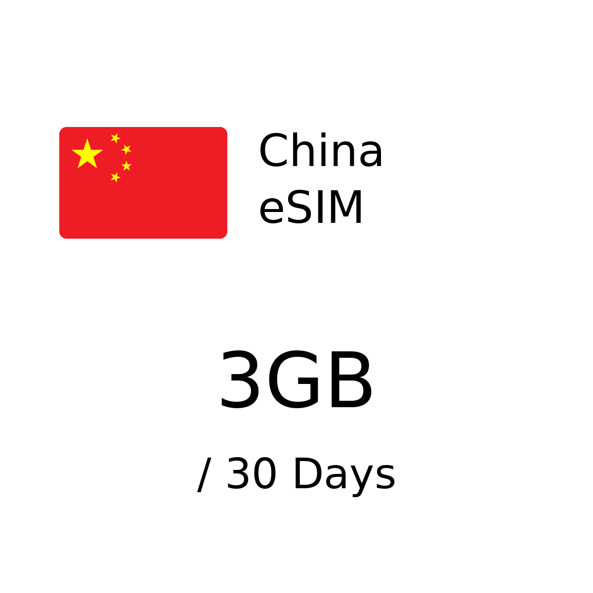China mainland eSIM - 3GB / 30 Days
