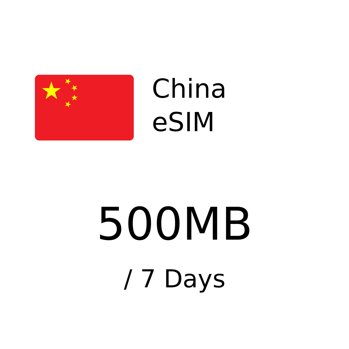 China mainland eSIM - 500MB / 7 Days