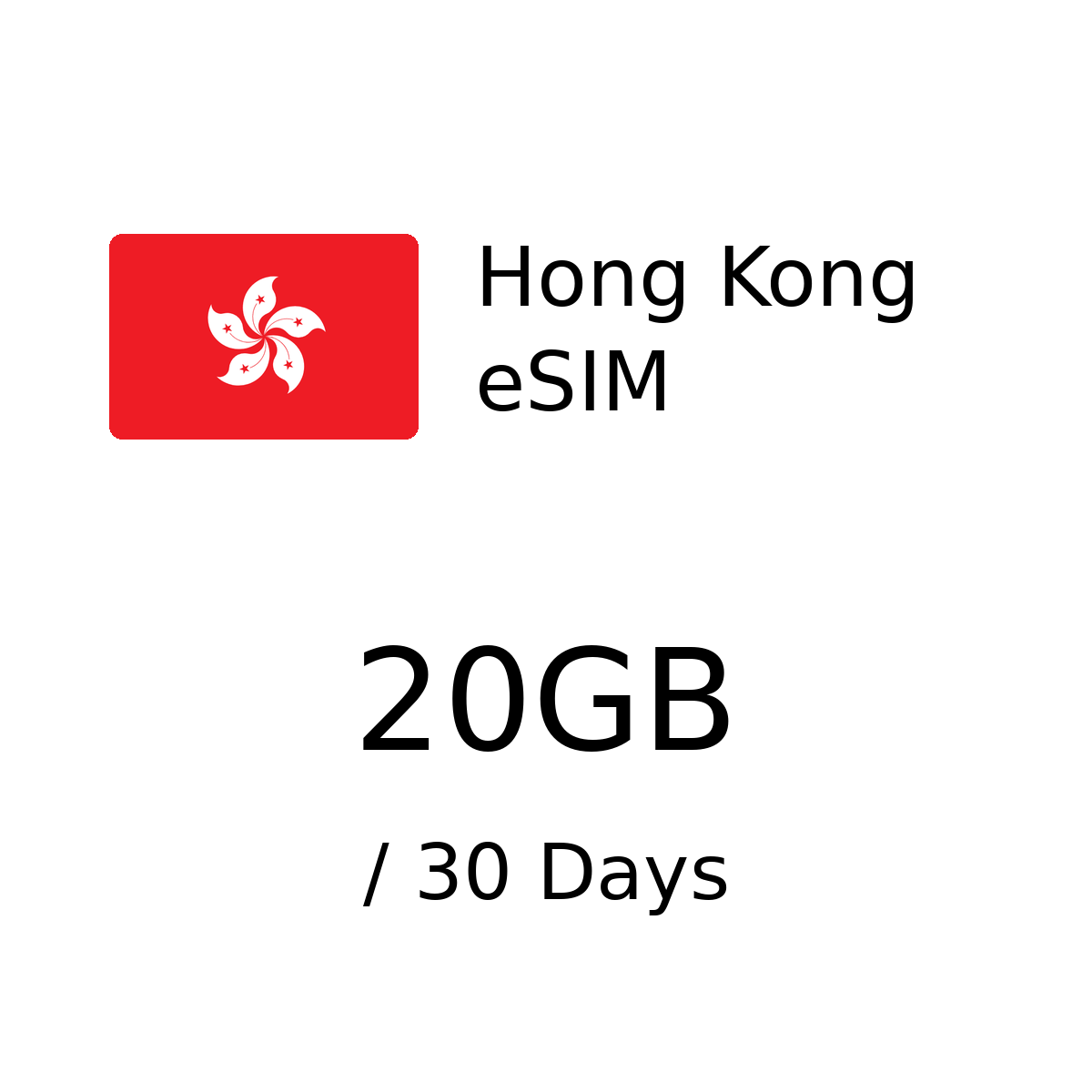 Hong Kong (China) eSIM - 20GB / 30 Days