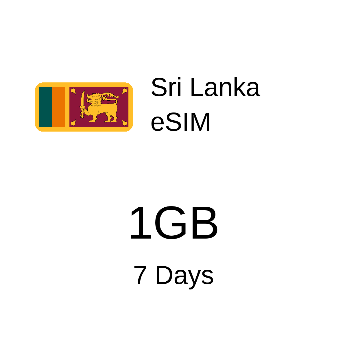 Sri Lanka eSIM - 1GB / 7 Days